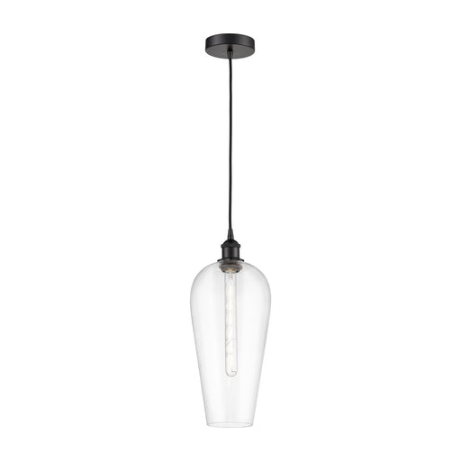 Innovations Chelsea 8in 1-Light Mini Pendant | Industrial Matte Black Steel and Clear Glass | Kitchen Island & Dining Room | 8 | Model 616-1P-BK-G456-8CL