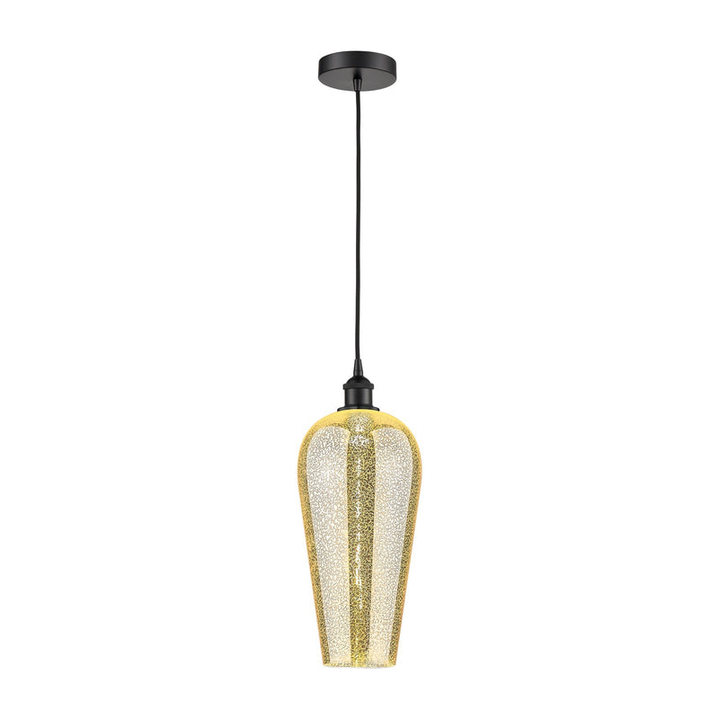 Innovations Chelsea 8in 1-Light Mini Pendant | Industrial Matte Black Steel and Mercury Glass | Kitchen Island & Dining Room | Model 616-1P-BK-G456-8ME
