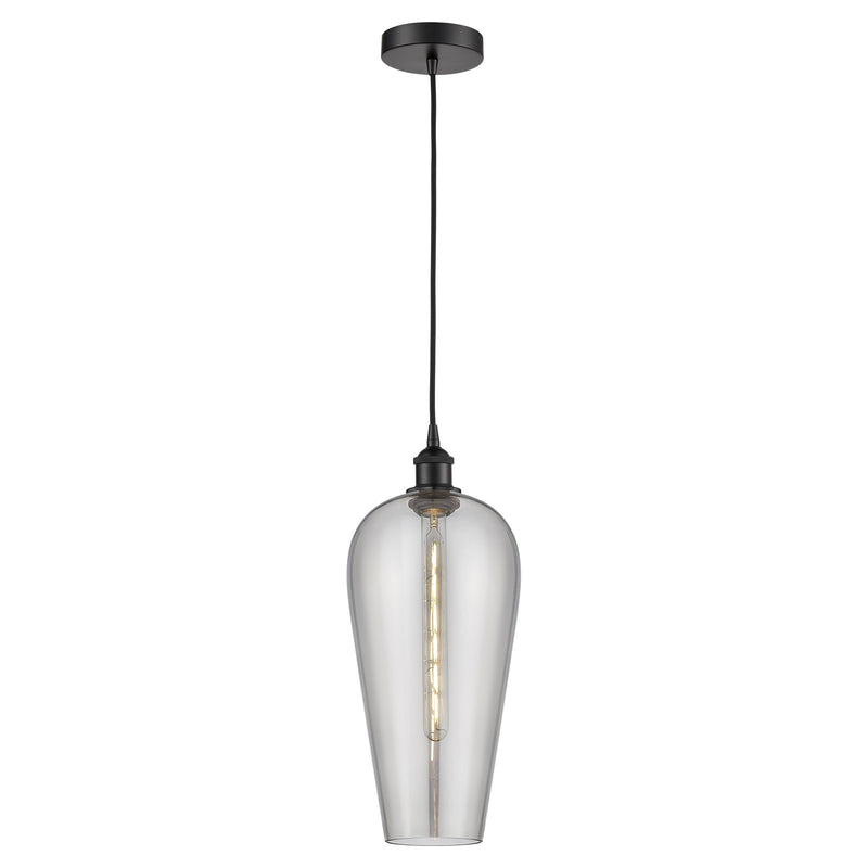 Innovations Chelsea 8in 1-Light Mini Pendant | Industrial Matte Black Steel and Light Smoke Smoked Glass | Kitchen Island & | Model 616-1P-BK-G456-8SM
