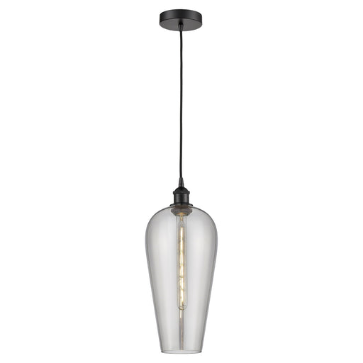 Innovations Chelsea 8in 1-Light Mini Pendant | Industrial Matte Black Steel and Light Smoke Smoked Glass | Kitchen Island & | Model 616-1P-BK-G456-8SM