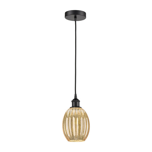 Innovations Preston Bulb 6in 1-Light Mini Pendant | Industrial Matte Black Steel and Mercury Glass | Kitchen Island & Dining | Model 616-1P-BK-G459-6ME