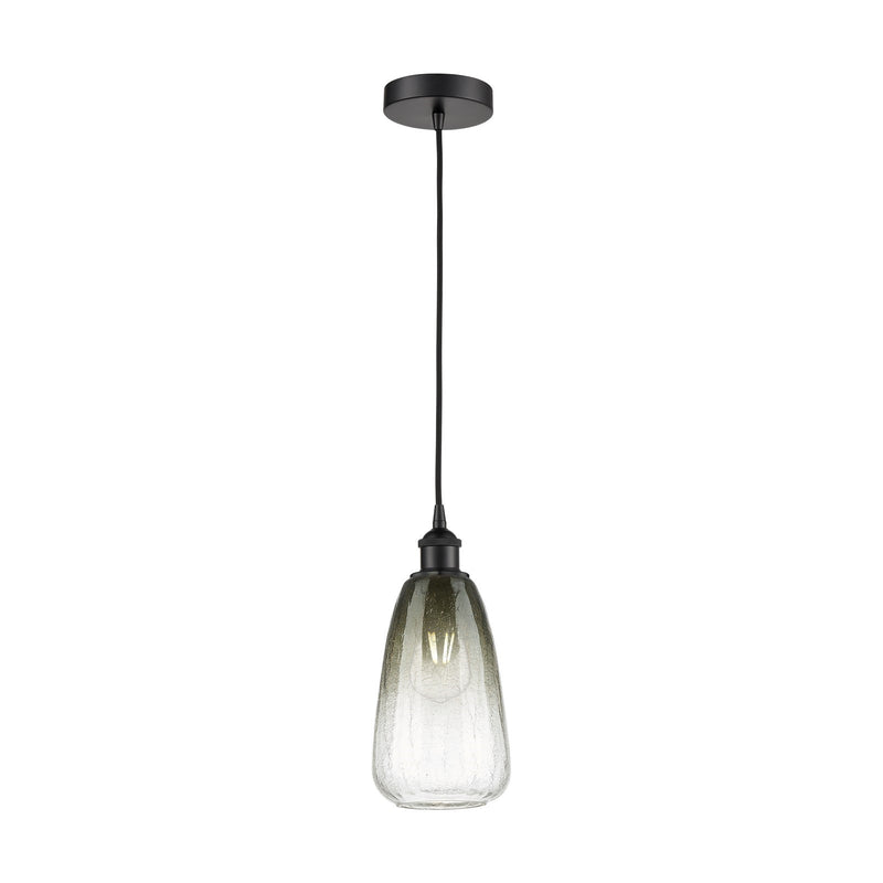 Innovations Brookhaven Almond 6in 1-Light Mini Pendant | Industrial Matte Black Steel and Slate Glass | Kitchen Island | 6 x 6 | Model 616-1P-BK-G480-6SL