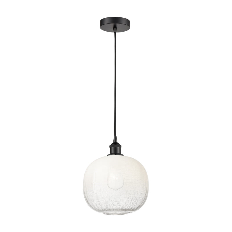 Innovations Brookhaven Sphere 11in 1-Light Mini Pendant | Industrial Matte Black Steel and Opal Glass | Kitchen Island & | Model 616-1P-BK-G481-10OP