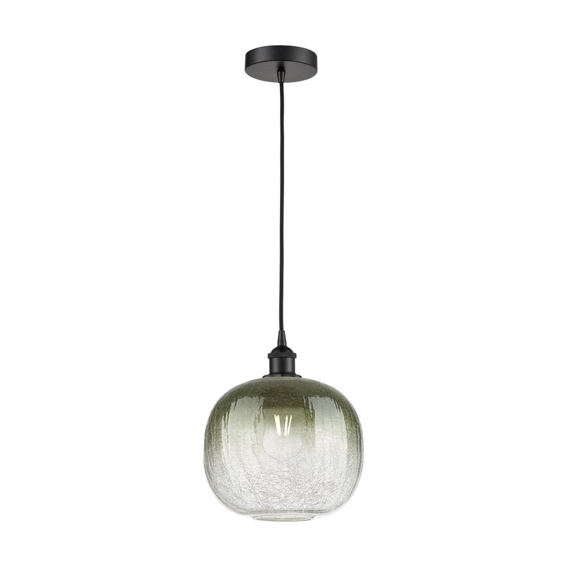 Innovations Brookhaven Sphere 10.5in 1-Light Mini Pendant | Industrial Matte Black Steel and Slate Glass | Kitchen Island & | Model 616-1P-BK-G481-10SL