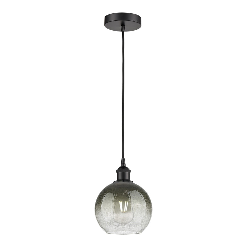 Innovations Brookhaven Globe 8in 1-Light Mini Pendant | Industrial Matte Black Steel and Slate Glass | Kitchen Island & Dining | Model 616-1P-BK-G483-8SL