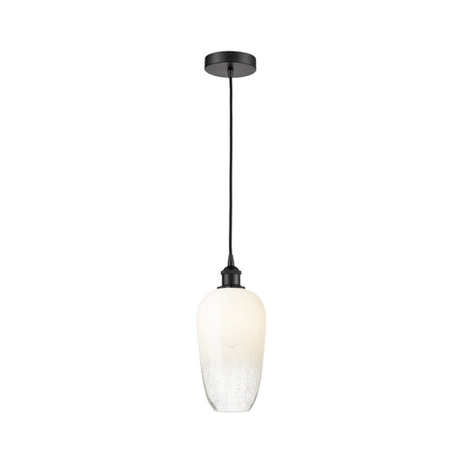 Innovations Brookhaven Flute 7in 1-Light Mini Pendant | Industrial Matte Black Steel and Opal Glass | Kitchen Island & Dining | Model 616-1P-BK-G484-7OP