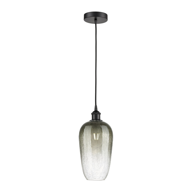 Innovations Brookhaven Flute 7in 1-Light Mini Pendant | Industrial Matte Black Steel and Slate Glass | Kitchen Island & Dining | Model 616-1P-BK-G484-7SL