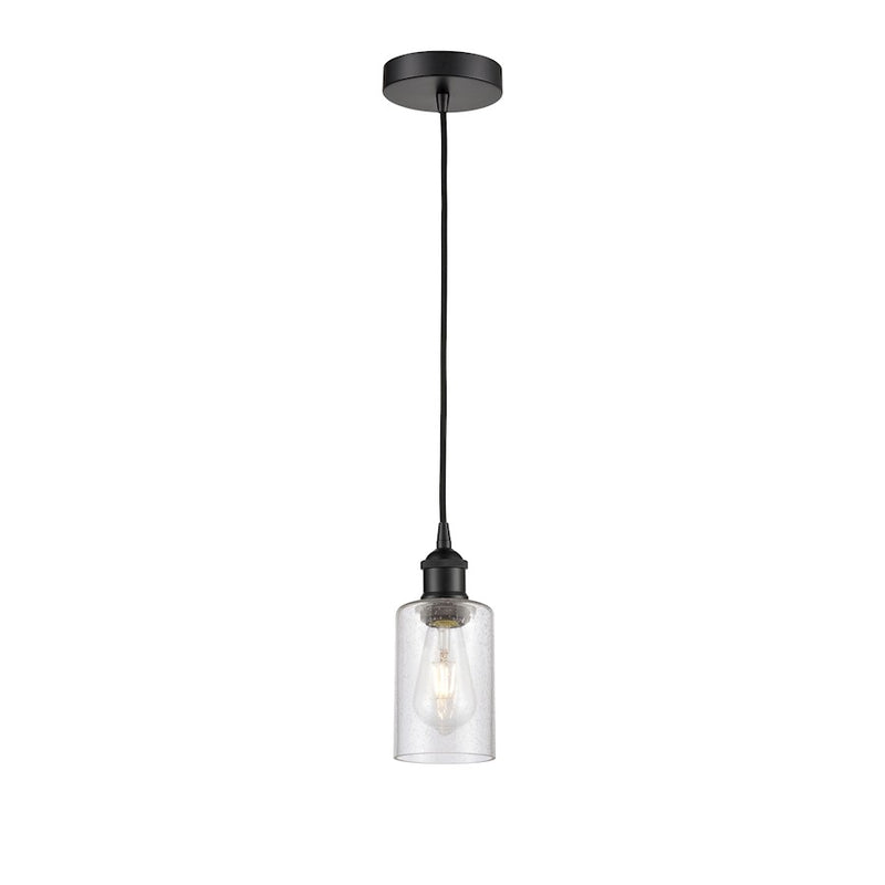 Innovations Clymer 1Lt 4" Cord Mini Pendant, Black/Seedy