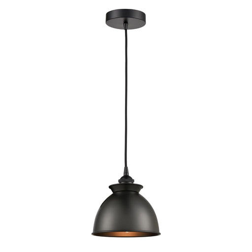 Innovations Adirondack 8.25in 1-Light Mini Pendant | Industrial Farmhouse Matte Black Steel and Matte Black Metal Shade | Kitchen | Model 616-1P-BK-M14-BK