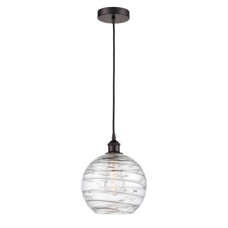 Innovations Athens Deco Swirl 10in 1-Light Mini Pendant | Industrial Oil Rubbed Bronze Steel and Clear Glass | Kitchen Island | Model 616-1P-OB-G1213-10CL