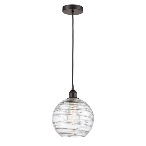 Innovations Athens Deco Swirl 10in 1-Light Mini Pendant | Industrial Oil Rubbed Bronze Steel and Clear Glass | Kitchen Island | Model 616-1P-OB-G1213-10CL