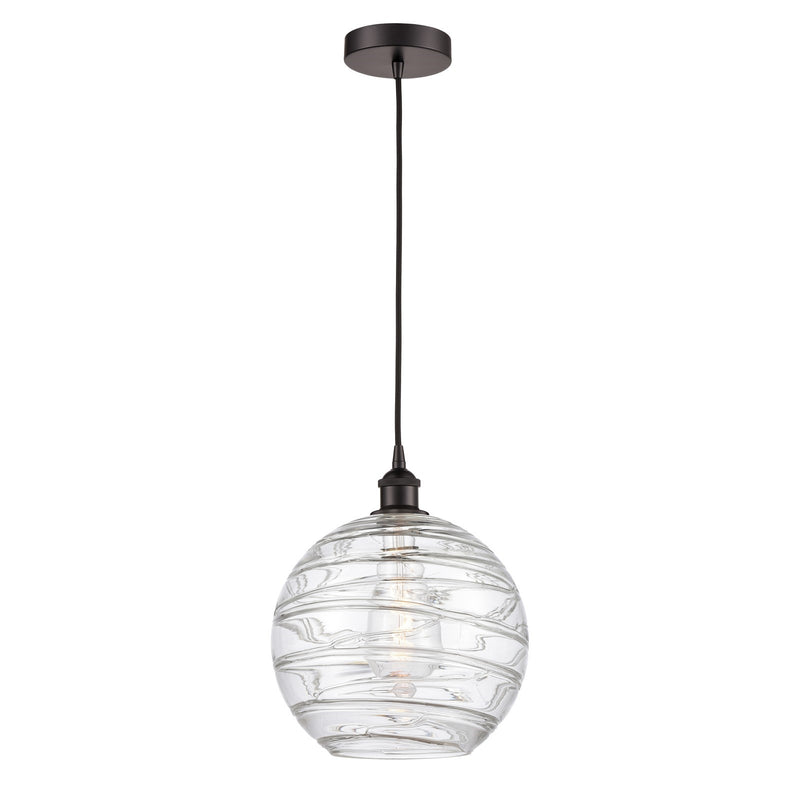 Innovations Athens Deco Swirl 12in 1-Light Mini Pendant | Industrial Oil Rubbed Bronze Steel and Clear Glass | Kitchen Island | Model 616-1P-OB-G1213-12CL