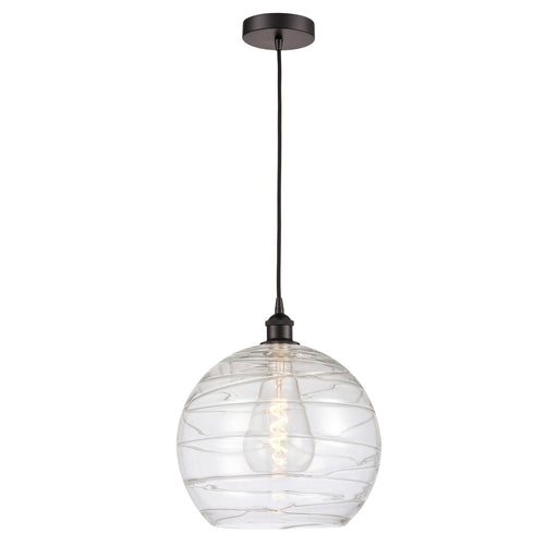 Innovations Athens Deco Swirl 14in 1-Light Mini Pendant | Industrial Oil Rubbed Bronze Steel and Clear Glass | Kitchen Island | Model 616-1P-OB-G1213-14CL