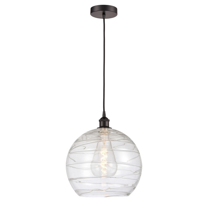 Innovations Athens Deco Swirl 14in 1-Light Mini Pendant | Industrial Oil Rubbed Bronze Steel and Clear Glass | Kitchen Island | Model 616-1P-OB-G1213-14CL