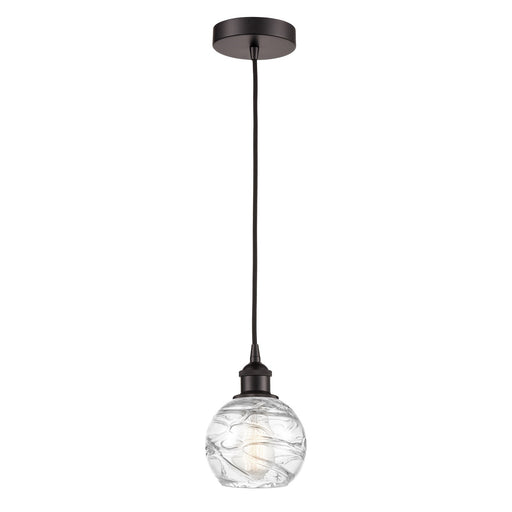 Innovations Athens Deco Swirl 6in 1-Light Mini Pendant | Industrial Oil Rubbed Bronze Steel and Clear Glass | Kitchen Island & | Model 616-1P-OB-G1213-6CL