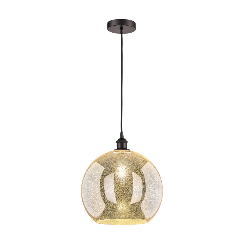 Innovations Athens 14in 1-Light Pendant | Industrial Oil Rubbed Bronze Steel and Mercury Glass | Kitchen Island & Dining Room | Model 616-1P-OB-G128-14