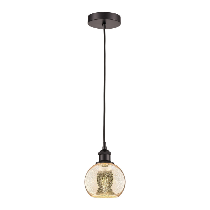 Innovations Athens 6in 1-Light Mini Pendant | Industrial Oil Rubbed Bronze Steel and Mercury Glass | Kitchen Island & Dining Room | Model 616-1P-OB-G128-6
