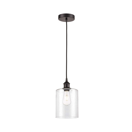 Innovations Paladin 7in 1-Light Mini Pendant | Farmhouse Oil Rubbed Bronze Steel and Seedy Glass Cylinder | Kitchen Island & | Model 616-1P-OB-G4424-7