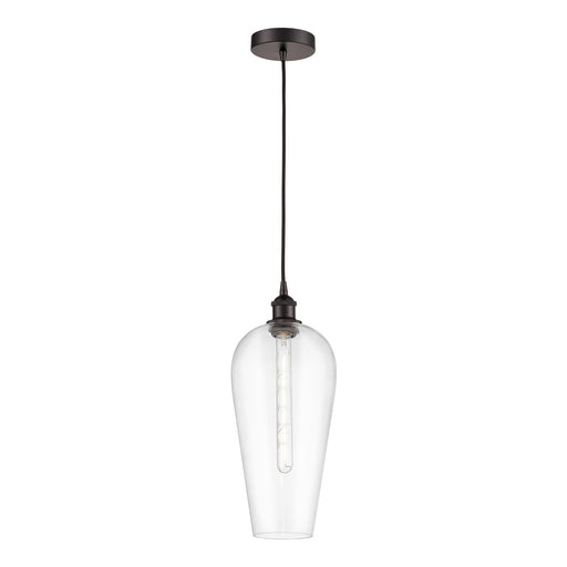 Innovations Chelsea 8in 1-Light Mini Pendant | Industrial Oil Rubbed Bronze Steel and Clear Glass | Kitchen Island & Dining | Model 616-1P-OB-G456-8CL
