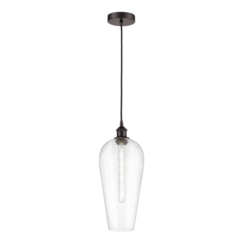 Innovations Chelsea 8in 1-Light Mini Pendant | Industrial Oil Rubbed Bronze Steel and Clear Glass | Kitchen Island & Dining | Model 616-1P-OB-G456-8CL
