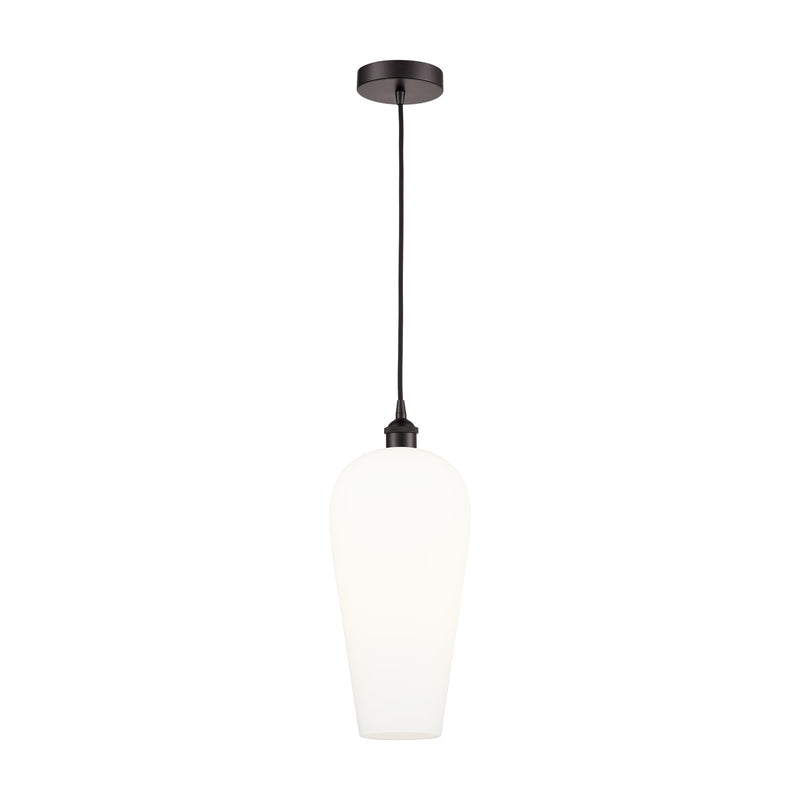 Innovations Chelsea 8in 1-Light Mini Pendant | Industrial Oil Rubbed Bronze Steel and White Glass | Kitchen Island & Dining | Model 616-1P-OB-G456-8WH