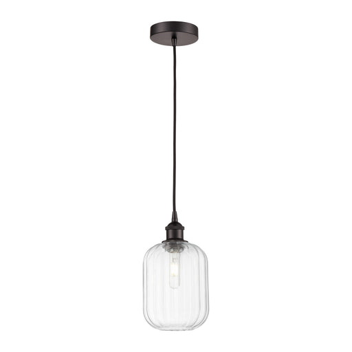 Innovations Preston Cylinder 7in 1-Light Mini Pendant | Industrial Oil Rubbed Bronze Steel and Clear Glass | Kitchen Island & | Model 616-1P-OB-G460-7CL