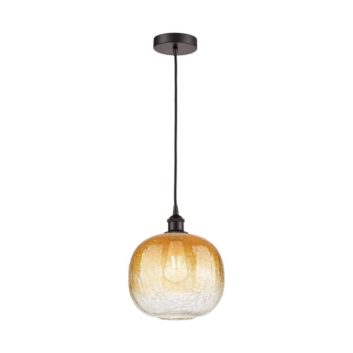 Innovations Brookhaven Sphere 11in 1-Light Mini Pendant | Industrial Oil Rubbed Bronze Steel and Amber Glass | Kitchen Island | Model 616-1P-OB-G481-10AM