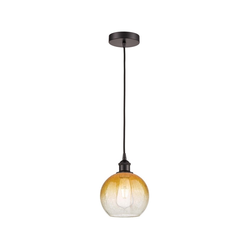 Innovations Brookhaven Globe 8in 1-Light Mini Pendant | Industrial Oil Rubbed Bronze Steel and Amber Glass | Kitchen Island & | Model 616-1P-OB-G483-8AM