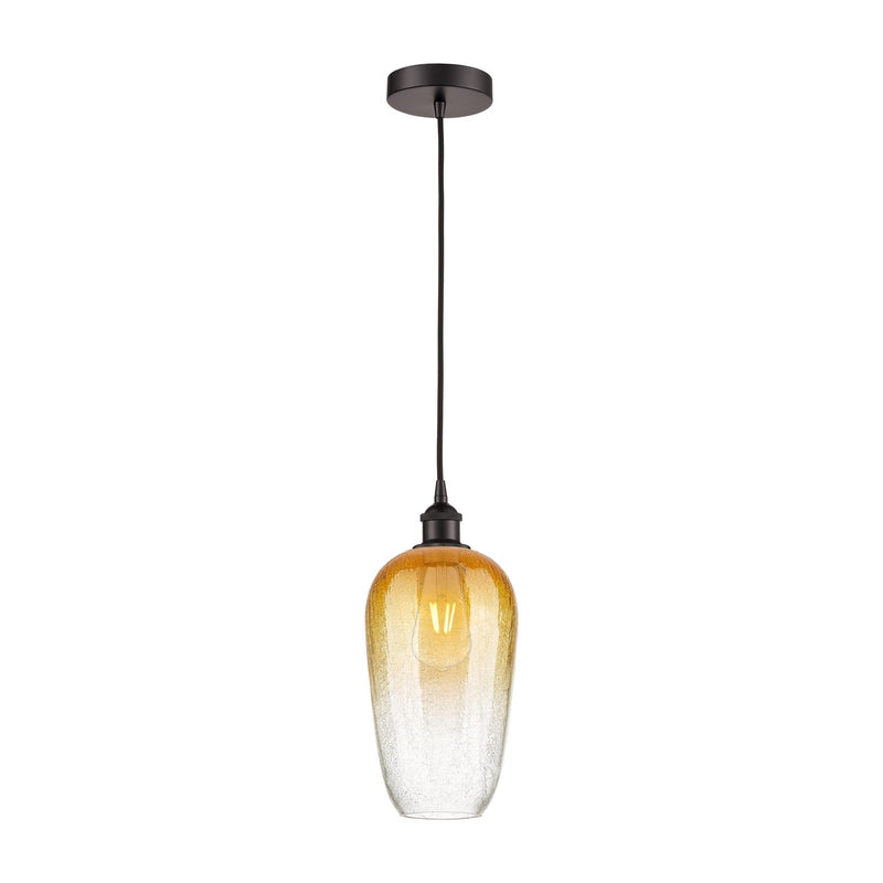 Innovations Brookhaven Flute 7in 1-Light Mini Pendant | Industrial Oil Rubbed Bronze Steel and Amber Glass | Kitchen Island & | Model 616-1P-OB-G484-7AM