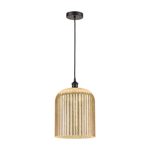 Innovations Bridal Veil 5in 1-Light Mini Pendant | Industrial Oil Rubbed Bronze Steel and Mercury Ribbed Glass | Kitchen | Model 616-1P-OB-G559-12ME