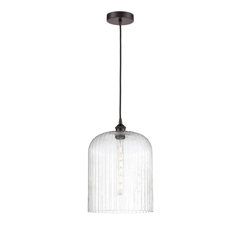 Innovations Bridal Veil 5in 1-Light Mini Pendant | Industrial Oil Rubbed Bronze Steel and Seedy Bell Glass | Kitchen Island & | Model 616-1P-OB-G559-12SDY
