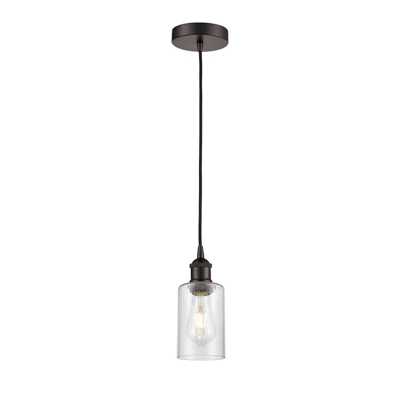 Innovations Clymer 1Lt 4" Cord Mini Pendant, Bronze/Seedy