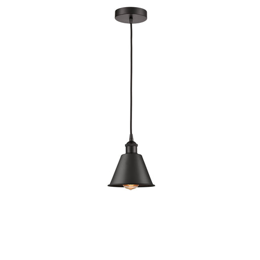 Innovations Smithfield 7in 1-Light Mini Pendant | Industrial Oil Rubbed Bronze Steel and Metal Shade | Kitchen Island & Dining | Model 616-1P-OB-M8-LED