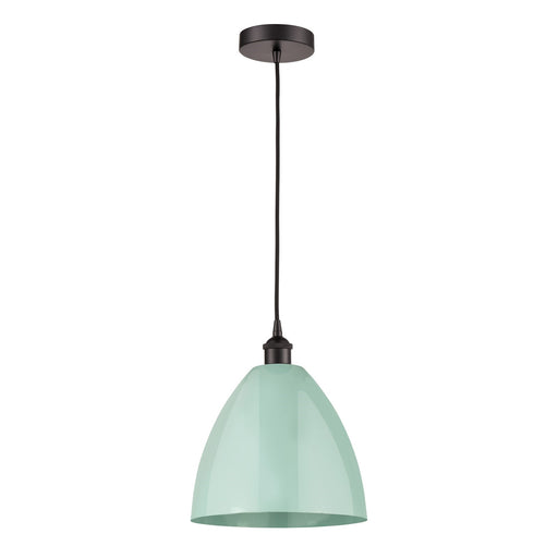 Innovations Plymouth 12in 1-Light Mini Pendant | Industrial Oil Rubbed Bronze and Matte Seafoam Metal | Kitchen Island & | Model 616-1P-OB-MBD-12-SF-LED