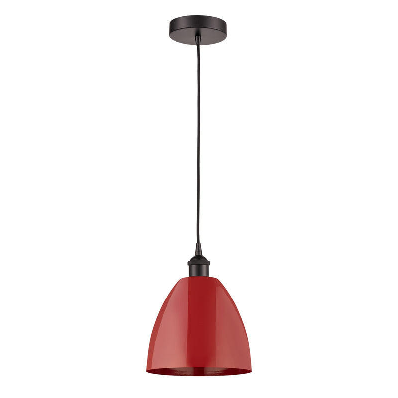 Innovations Plymouth 9in 1-Light Mini Pendant | Industrial Oil Rubbed Bronze Steel and Matte Red Metal | Kitchen Island | 9 | Model 616-1P-OB-MBD-9-RD-LED