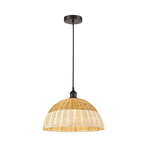 Innovations Natural Ballston Dome 16in 1-Light Mini Pendant | Farmhouse Oil Rubbed Bronze and Natural Fiber Dome Shade | Model 616-1P-OB-NBD2-16-NAT