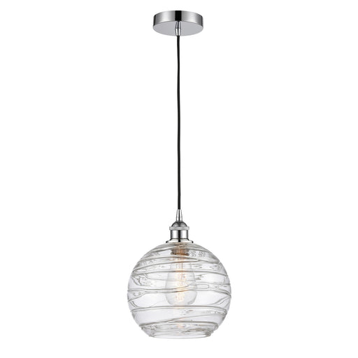 Innovations Athens Deco Swirl 10in 1-Light Mini Pendant | Industrial Modern Polished Chrome and Clear Glass | Kitchen Island | Model 616-1P-PC-G1213-10CL