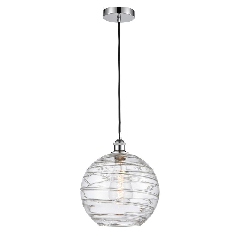 Innovations Athens Deco Swirl 12in 1-Light Mini Pendant | Industrial Polished Chrome and Clear Deco Swirl Glass | Kitchen | Model 616-1P-PC-G1213-12CL
