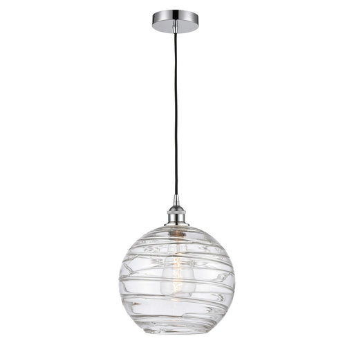 Innovations Athens Deco Swirl 12in 1-Light Mini Pendant | Industrial Polished Chrome and Clear Deco Swirl Glass | Kitchen | Model 616-1P-PC-G1213-12CL