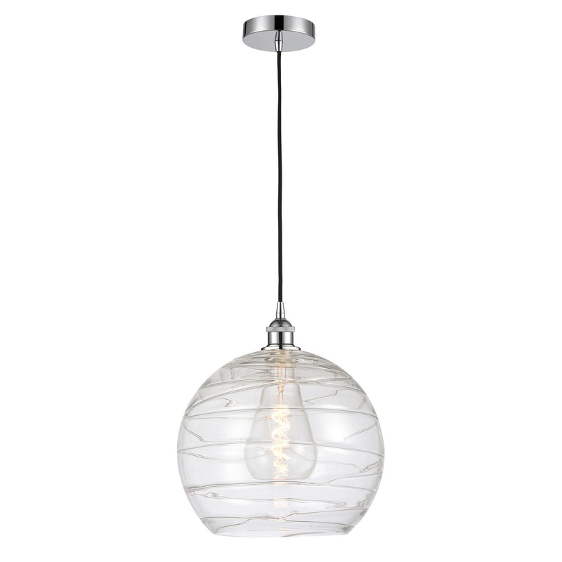 Innovations Athens Deco Swirl 14in 1-Light Mini Pendant | Industrial Polished Chrome and Clear Glass | Kitchen Island & | Model 616-1P-PC-G1213-14CL