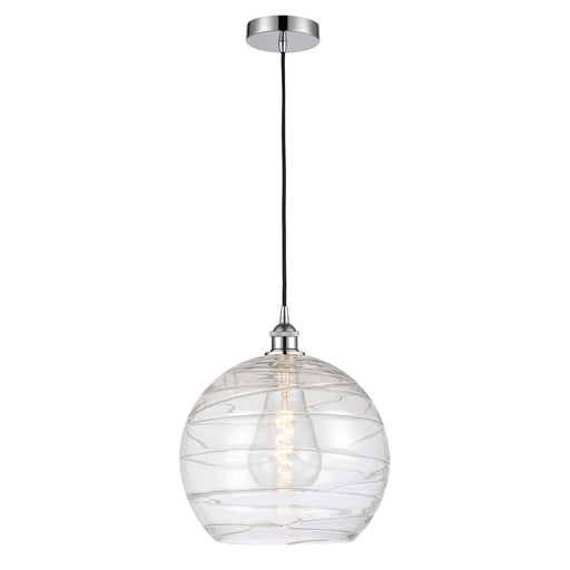 Innovations Athens Deco Swirl 14in 1-Light Mini Pendant | Industrial Polished Chrome and Clear Glass | Kitchen Island & | Model 616-1P-PC-G1213-14CL