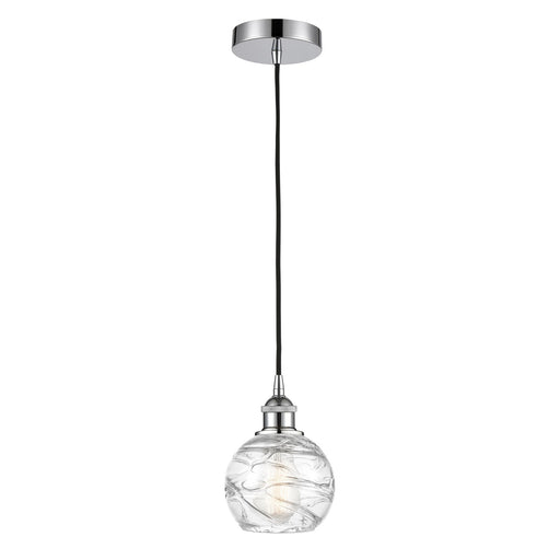 Innovations Athens Deco Swirl 6in 1-Light Mini Pendant | Industrial Polished Chrome and Clear Deco Swirl Glass | Kitchen | Model 616-1P-PC-G1213-6CL