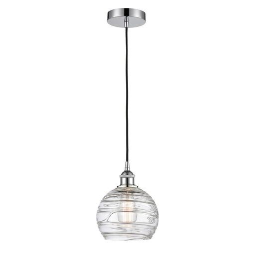 Innovations Athens Deco Swirl 8in 1-Light Mini Pendant | Industrial Polished Chrome Steel and Clear Deco Swirl Glass | Kitchen | Model 616-1P-PC-G1213-8CL