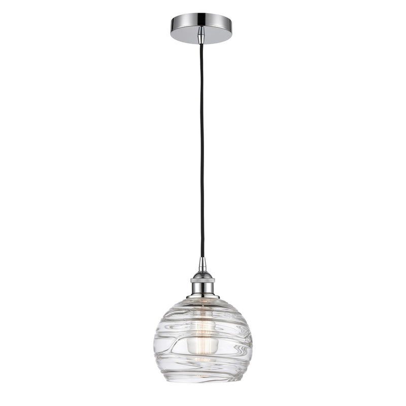 Innovations Athens Deco Swirl 8in 1-Light Mini Pendant | Industrial Polished Chrome Steel and Clear Deco Swirl Glass | Kitchen | Model 616-1P-PC-G1213-8CL