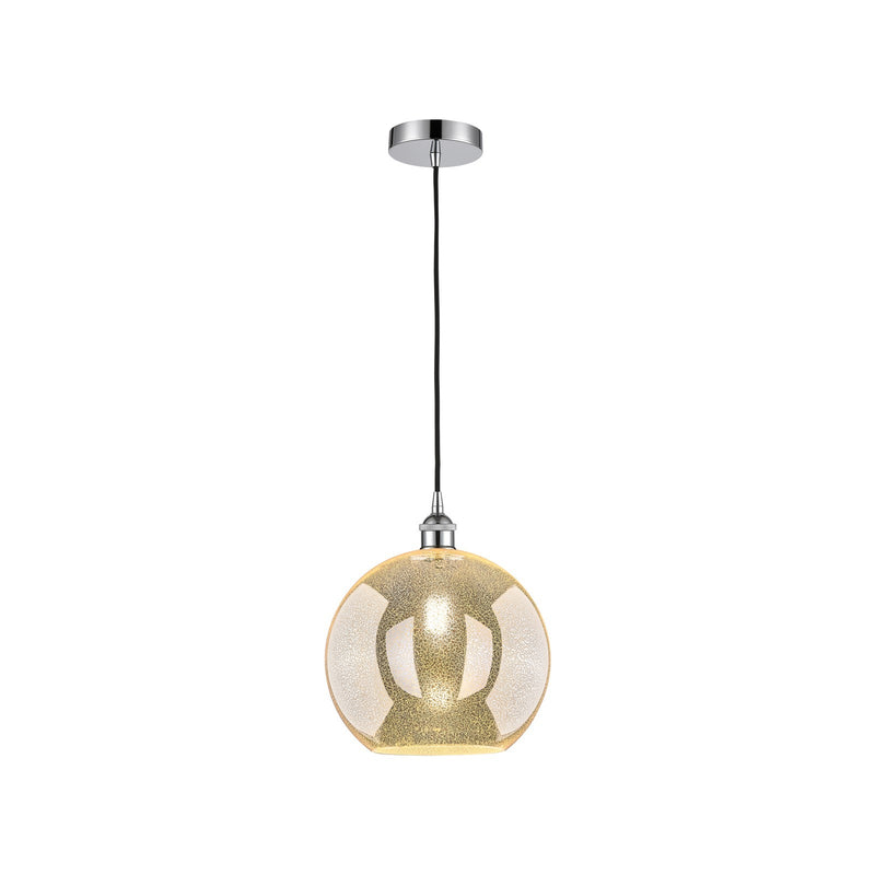Innovations Athens 12in 1-Light Mini Pendant | Industrial Polished Chrome Steel and Mercury Glass | Kitchen Island & Dining Room | Model 616-1P-PC-G128-12