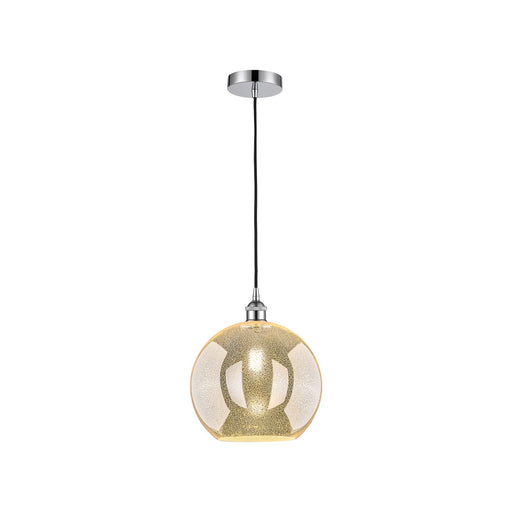 Innovations Athens 12in 1-Light Mini Pendant | Industrial Polished Chrome Steel and Mercury Glass | Kitchen Island & Dining Room | Model 616-1P-PC-G128-12