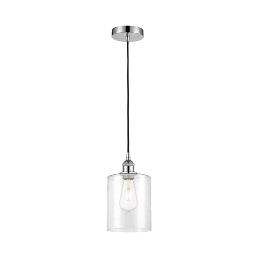 Innovations Paladin 7in 1-Light Mini Pendant | Farmhouse Polished Chrome Steel and Seedy Glass Cylinder | Kitchen Island & | Model 616-1P-PC-G4424-7