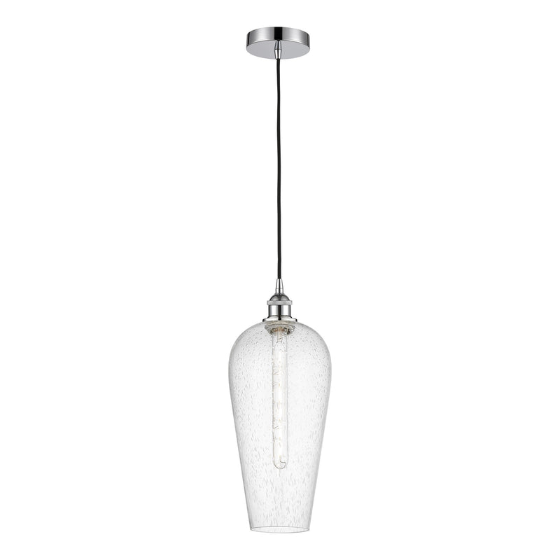 Innovations Chelsea 8in 1-Light Mini Pendant | Industrial Polished Chrome and Matte Black Seedy Glass | Kitchen Island & | Model 616-1P-PC-G456-8SDY