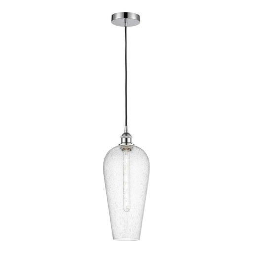 Innovations Chelsea 8in 1-Light Mini Pendant | Industrial Polished Chrome and Matte Black Seedy Glass | Kitchen Island & | Model 616-1P-PC-G456-8SDY