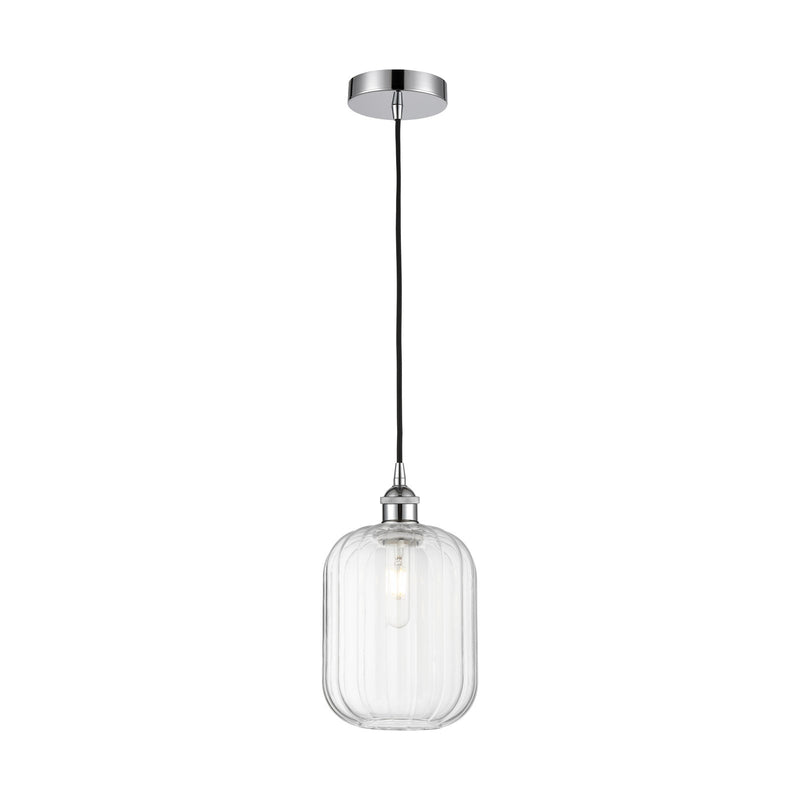 Innovations Preston Cylinder 7in 1-Light Mini Pendant | Industrial Polished Chrome and Clear Glass | Kitchen Island & Dining | Model 616-1P-PC-G460-7CL